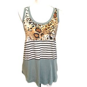 5/$55 A. Gain color blocked tank top, animal print, stripes, celadon green S
